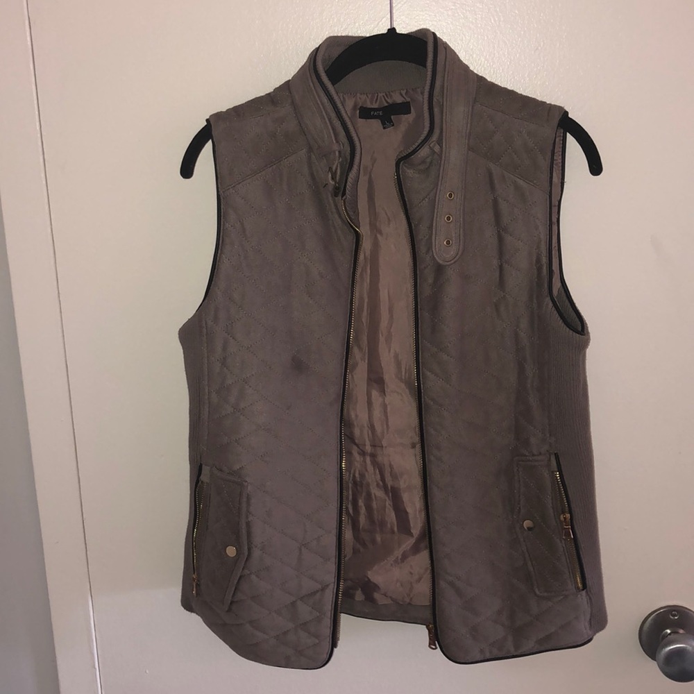 Fate Brown Suede vest with pockets